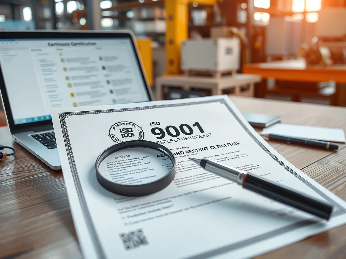 ISO 9001质量管理体系认证证书与质量检查表
